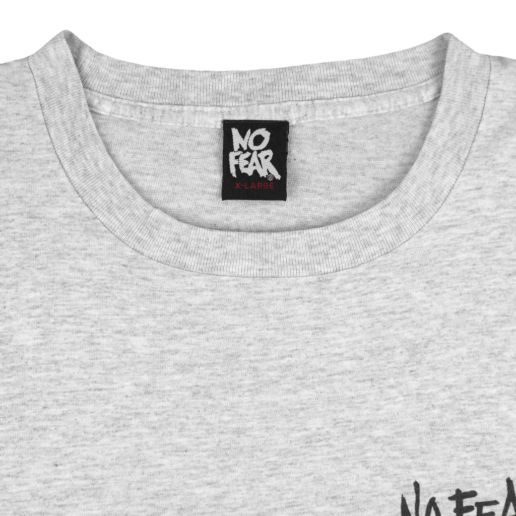 Vintage (No Fear) - Grey You'll Never Steal Second With Your Foot On First T-Shirt 1990s X-Large Vintage Retro