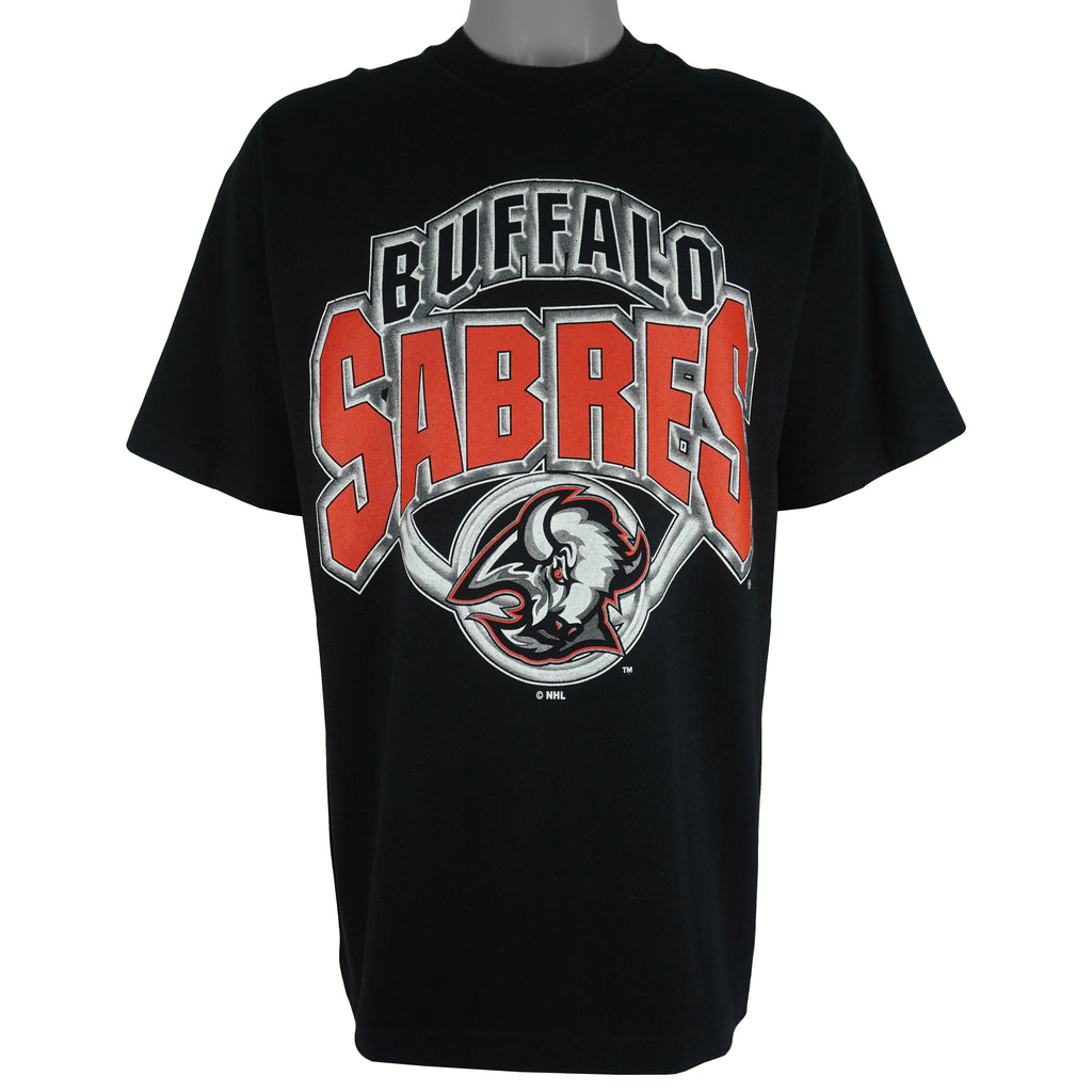 NHL - Buffalo Sabres Big Spell-Out T-Shirt 1990s X-Large Vintage Retro Hockey