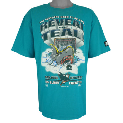 Starter (NHL) - San Jose Sharks Playoff Frenzy T-Shirt 1994 Large