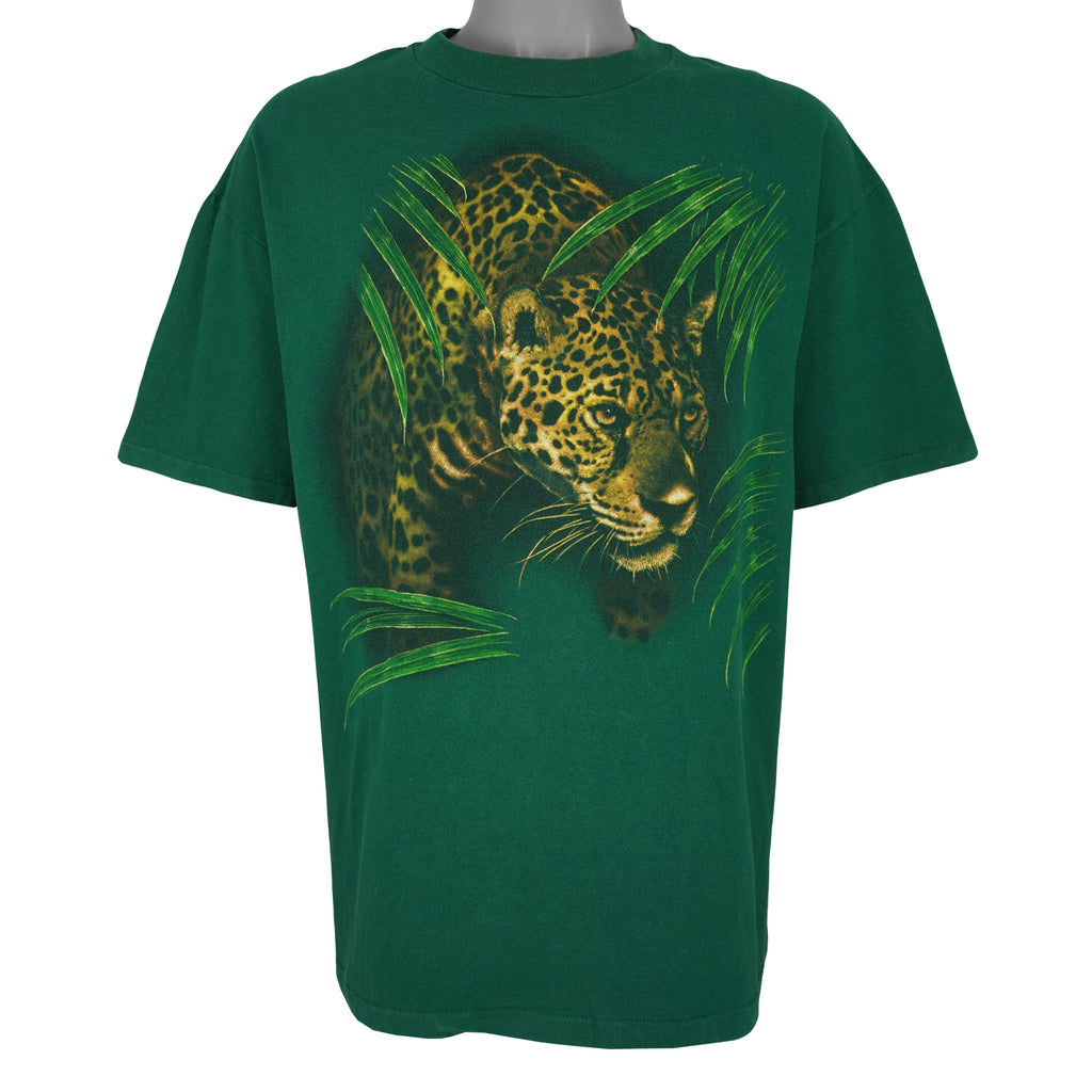 Vintage - Jaguar Rainforest Animal Print T-Shirt 1995 Large Vintage Retro