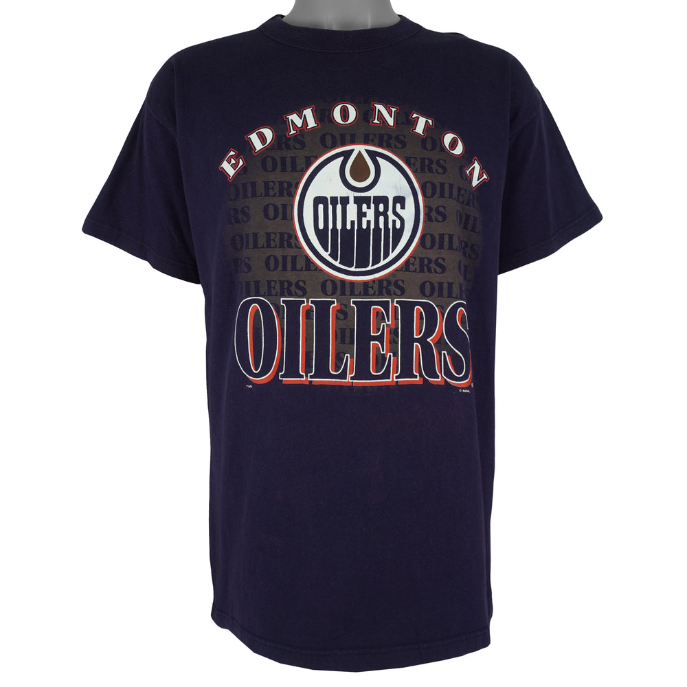 NHL - Blue Edmonton Oilers T-Shirt 1990s Large Vintage Retro Hockey
