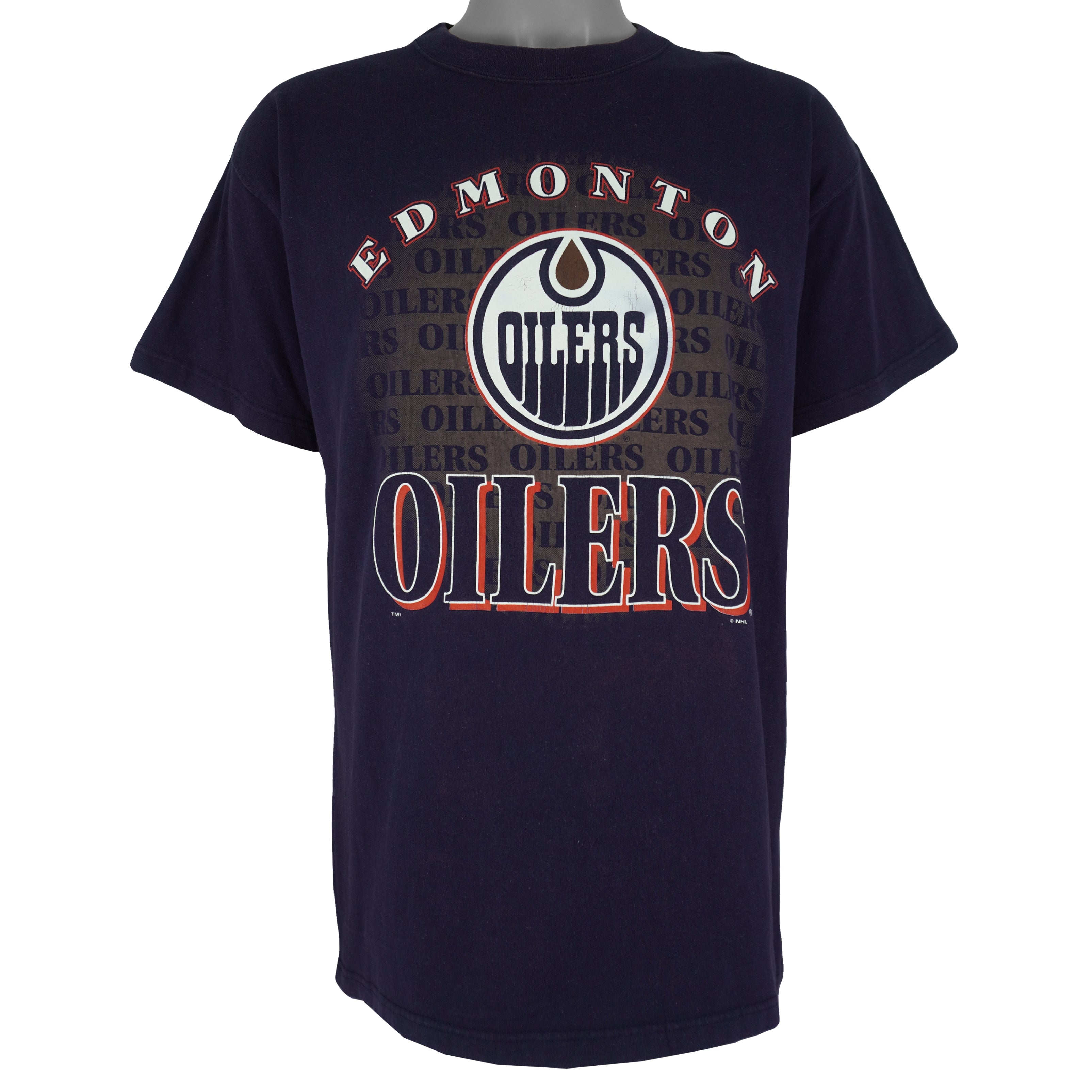 NHL - Blue Edmonton Oilers T-Shirt 1990s Large Vintage Retro Hockey