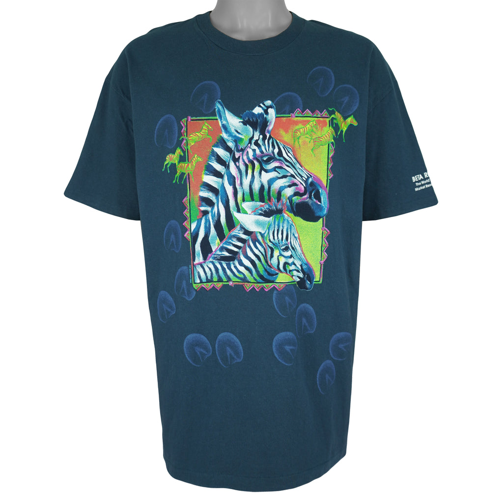 Vintage (Hanes) - Beta Research Zebras Single Stitch T-Shirt 1992 X-Large Vintage Retro