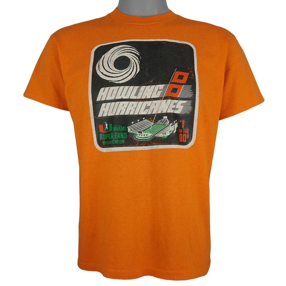 NCAA (Hanes) - Miami Hurricanes Super Fans T-Shirt 1980s Large Vintage Retro