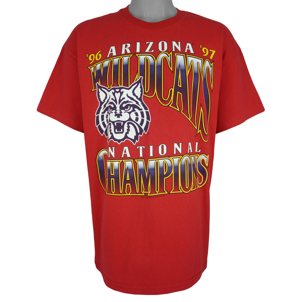 NCAA (Hanes) - Arizona Wildcats National Champions Single Stitch T-Shirt 1997 X-Large Vintage Retro