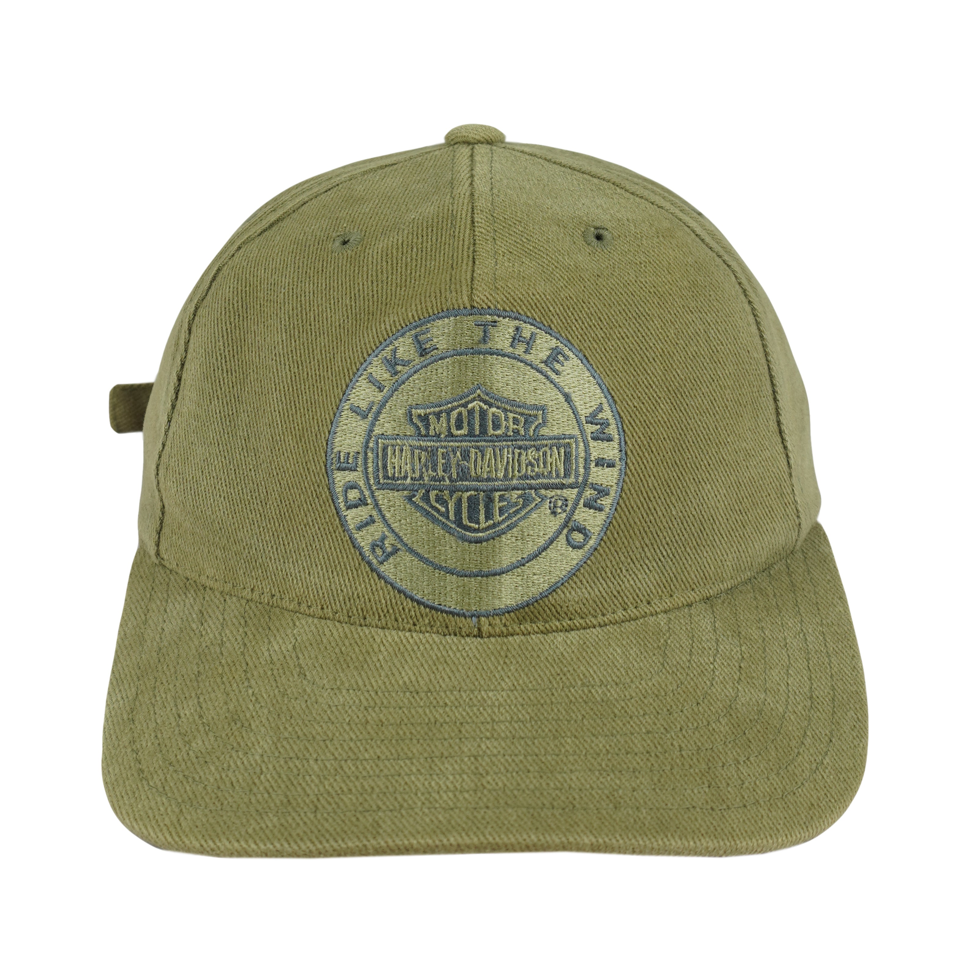 Harley Davidson - Ride Like The Wind Embroidered Strapback Hat 1990s OSFA Vintage Retro