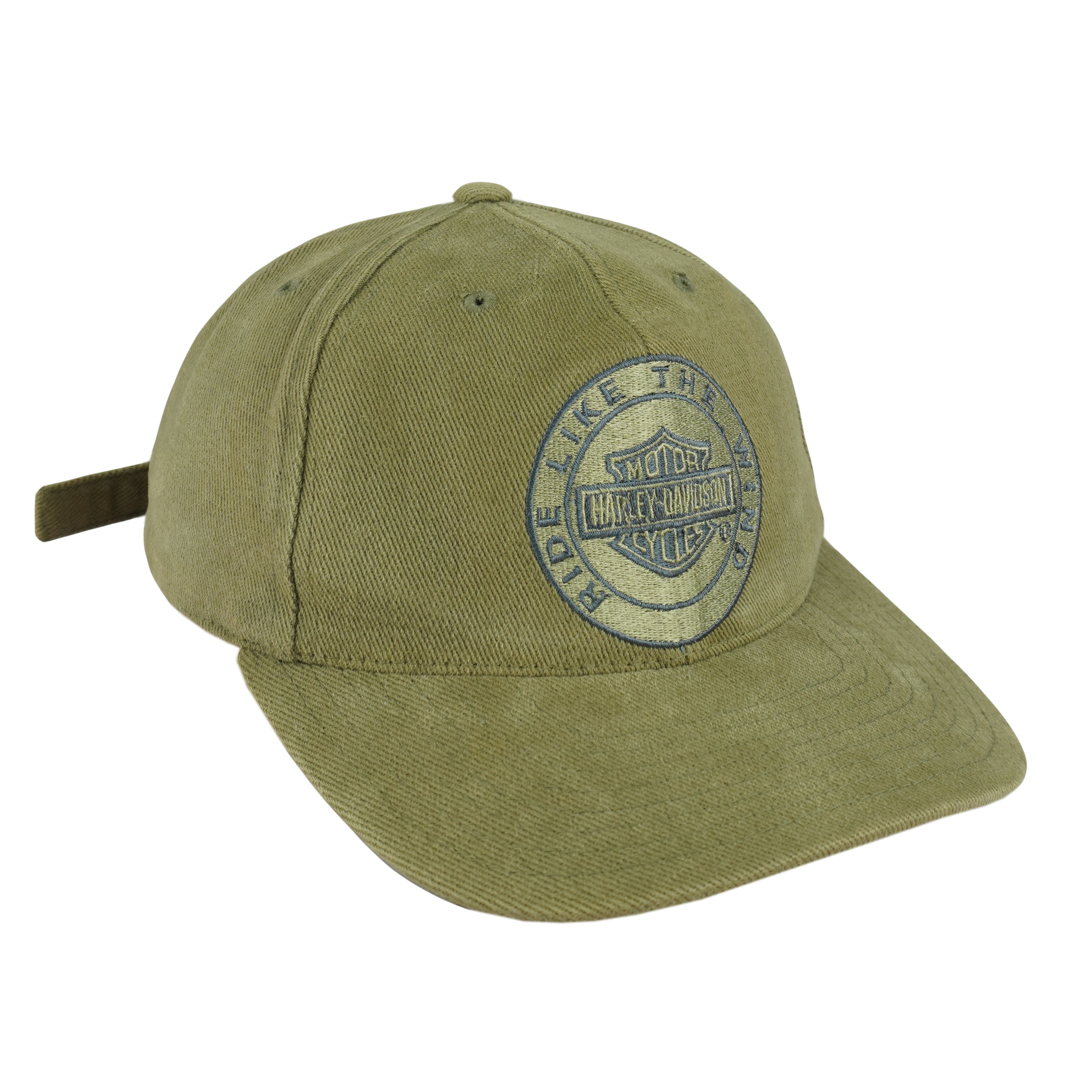 Harley Davidson - Ride Like The Wind Embroidered Strapback Hat 1990s OSFA Vintage Retro