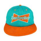 Budweiser - Teal & Orange Embroidered Snapback Hat 1990s OSFA Vintage Retro