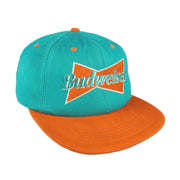 Budweiser - Teal & Orange Embroidered Snapback Hat 1990s OSFA Vintage Retro
