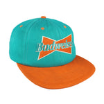 Budweiser - Teal & Orange Embroidered Snapback Hat 1990s OSFA Vintage Retro