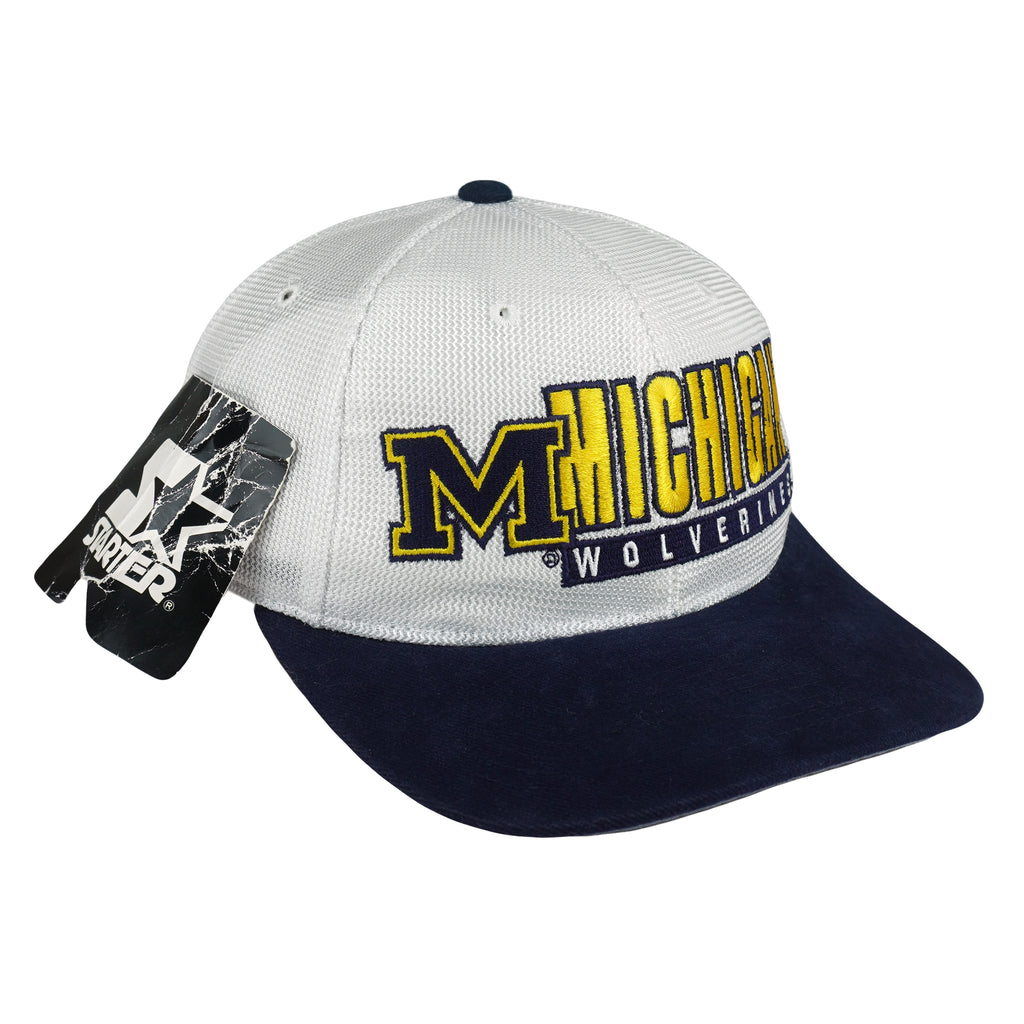 Starter - Michigan Wolverines Embroidered Deadstock Trucker Hat 1990s OSFA Vintage Retro