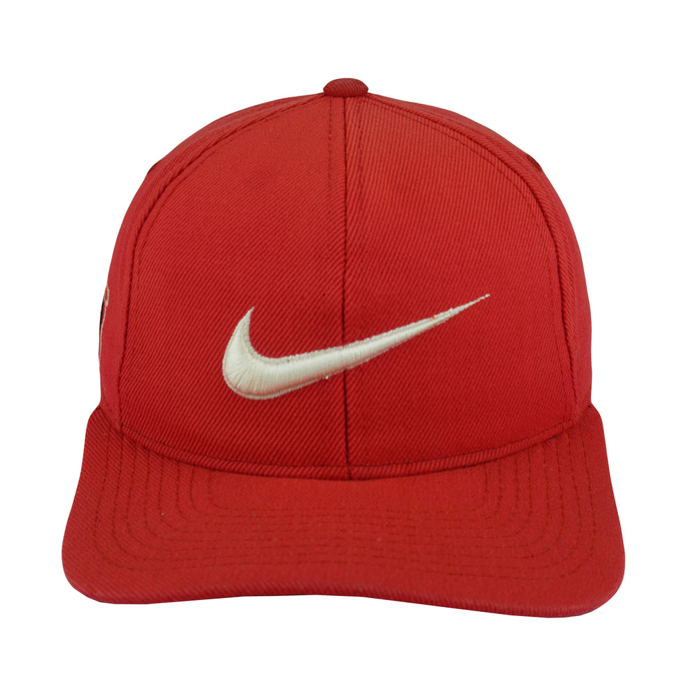 Nike - Red Big Spell-Out & Logo Strapback Hat 1990s OSFA Vintage Retro
