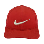 Nike - Red Big Spell-Out & Logo Strapback Hat 1990s OSFA Vintage Retro