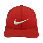 Nike - Red Big Spell-Out & Logo Strapback Hat 1990s OSFA Vintage Retro
