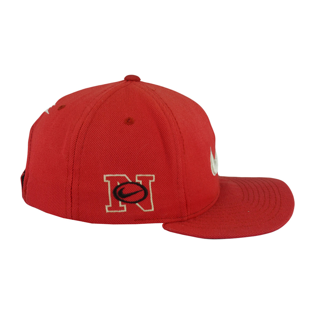 Nike - Red Big Spell-Out & Logo Strapback Hat 1990s OSFA Vintage Retro