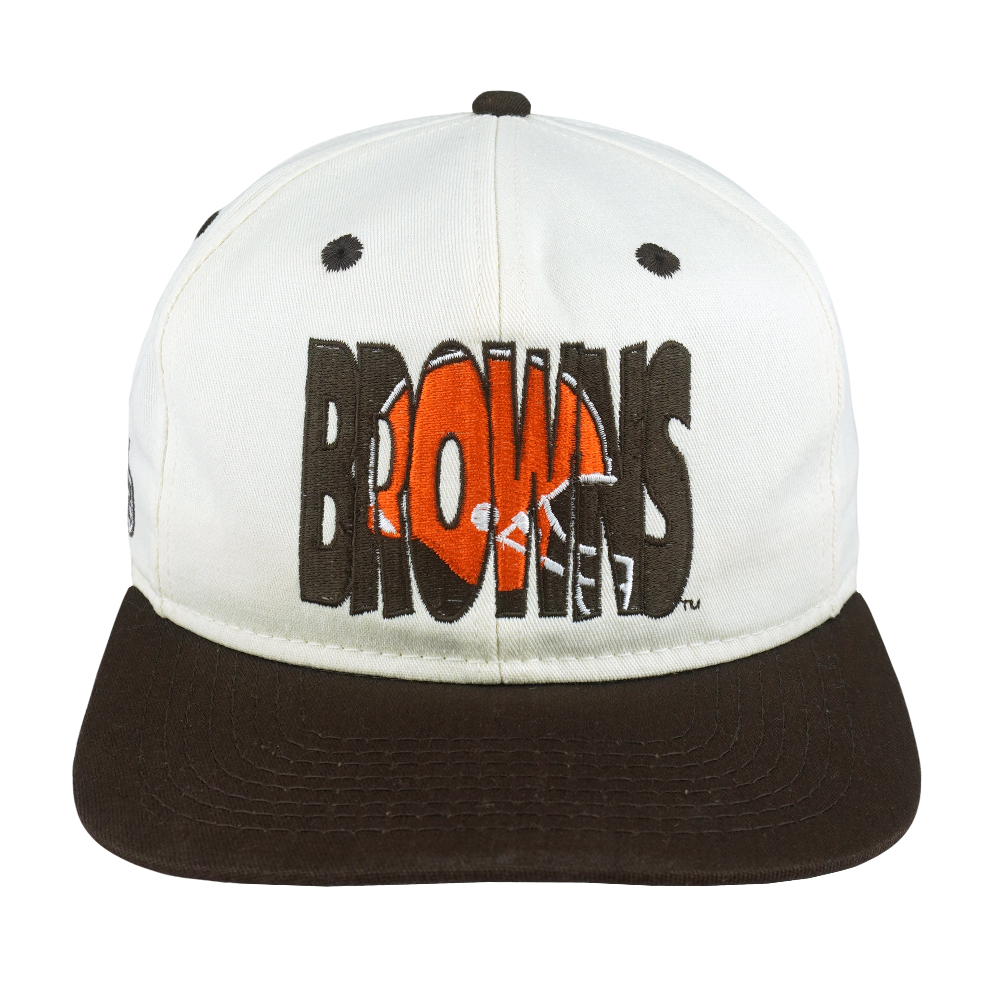 NFL (#1 Apparel) - Cleveland Browns Helmet Embroidered Snapback Hat 1990s OSFA Vintage Retro Football