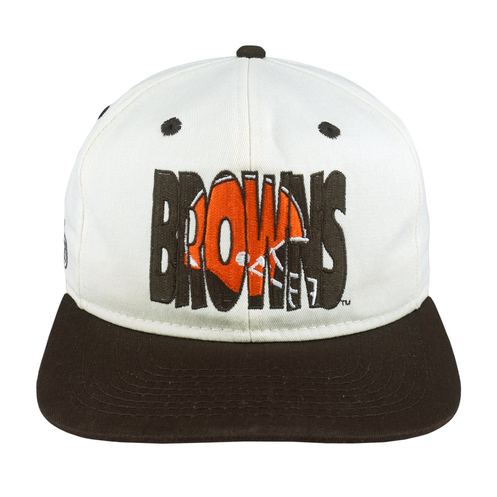 NFL (#1 Apparel) - Cleveland Browns Helmet Embroidered Snapback Hat 1990s OSFA Vintage Retro Football