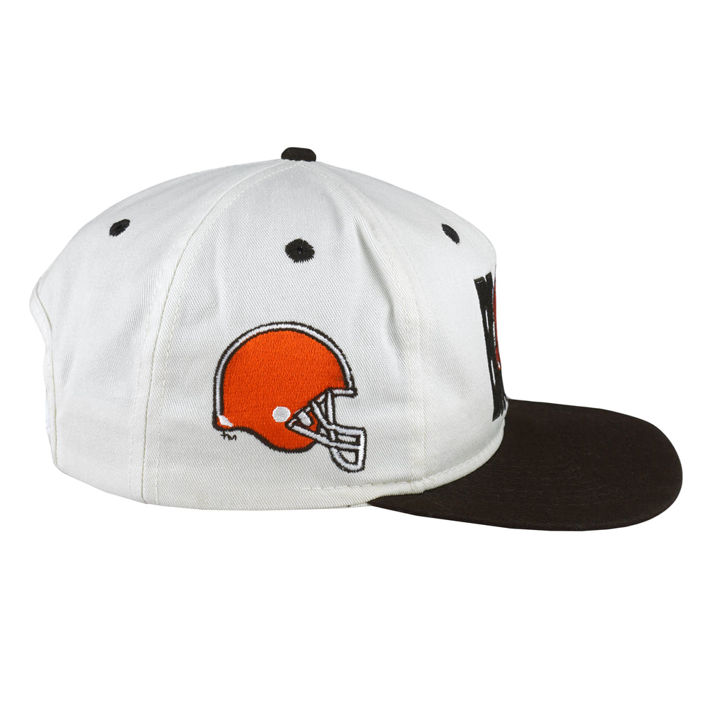 NFL (#1 Apparel) - Cleveland Browns Helmet Embroidered Snapback Hat 1990s OSFA Vintage Retro Football