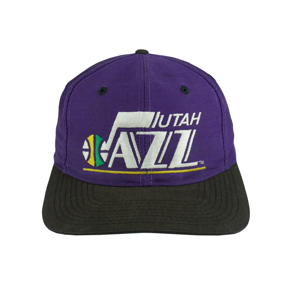 NBA (Front Row) - Utah Jazz Embroidered Snapback Hat 1990s OSFA Vintage Retro Basketball