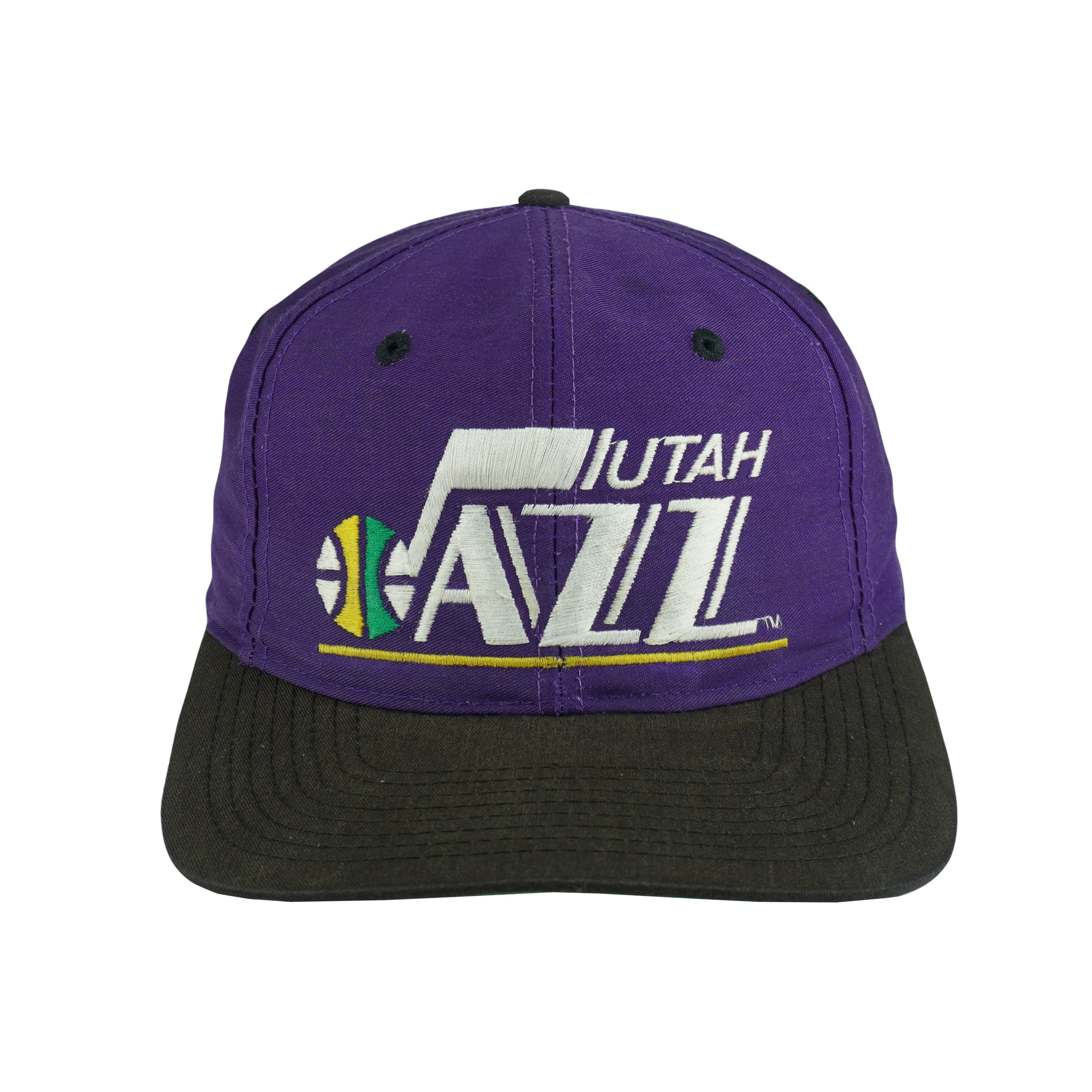 NBA (Front Row) - Utah Jazz Embroidered Snapback Hat 1990s OSFA Vintage Retro Basketball