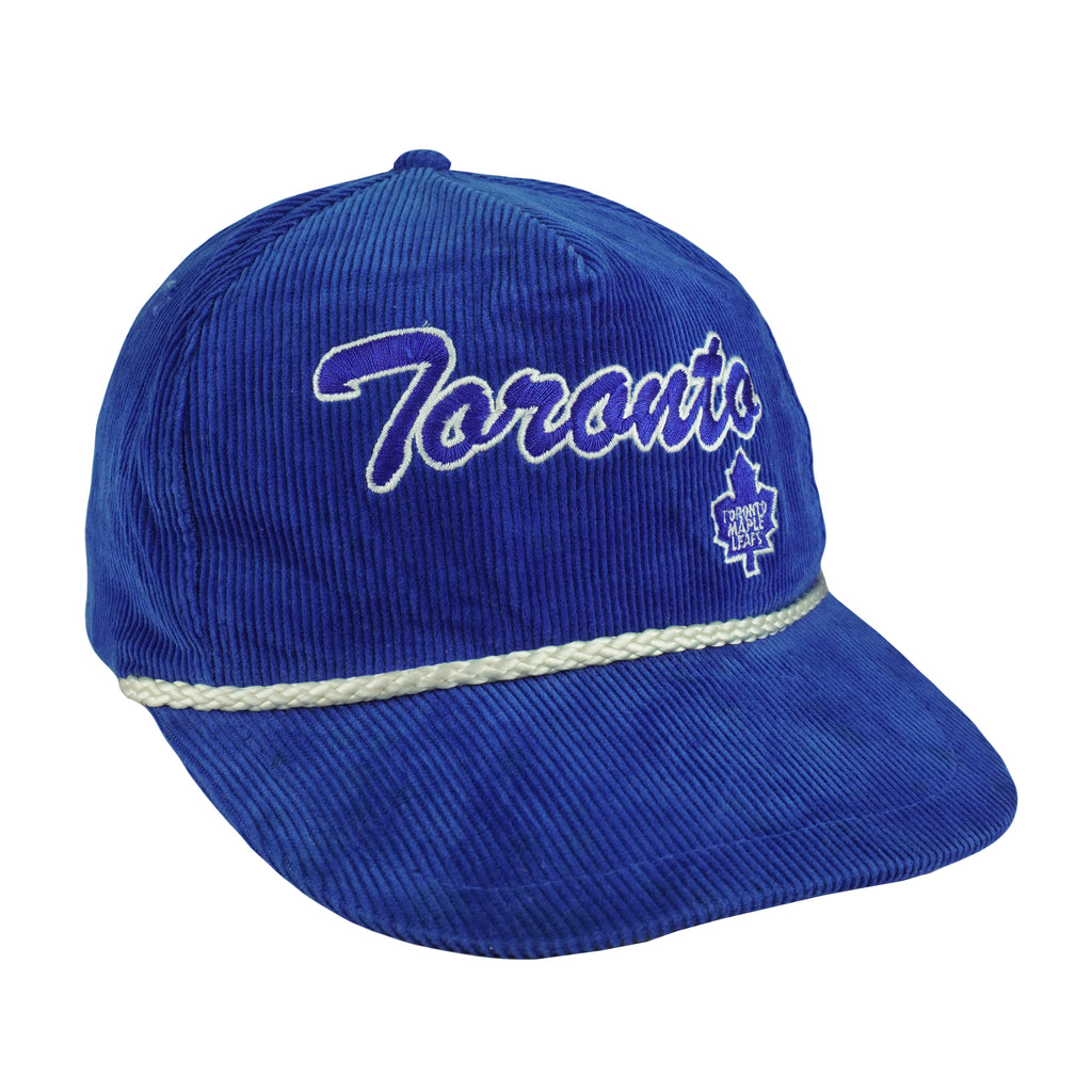 NHL - Toronto Maple Leafs Embroidered Corduroy Snapback Hat 1990s OSFA Vintage Retro Hockey