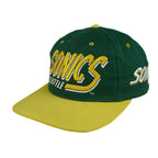 Vintage NBA - Seattle SuperSonics Embroidered Snapback Hat 1990s OSFA in green and yellow
