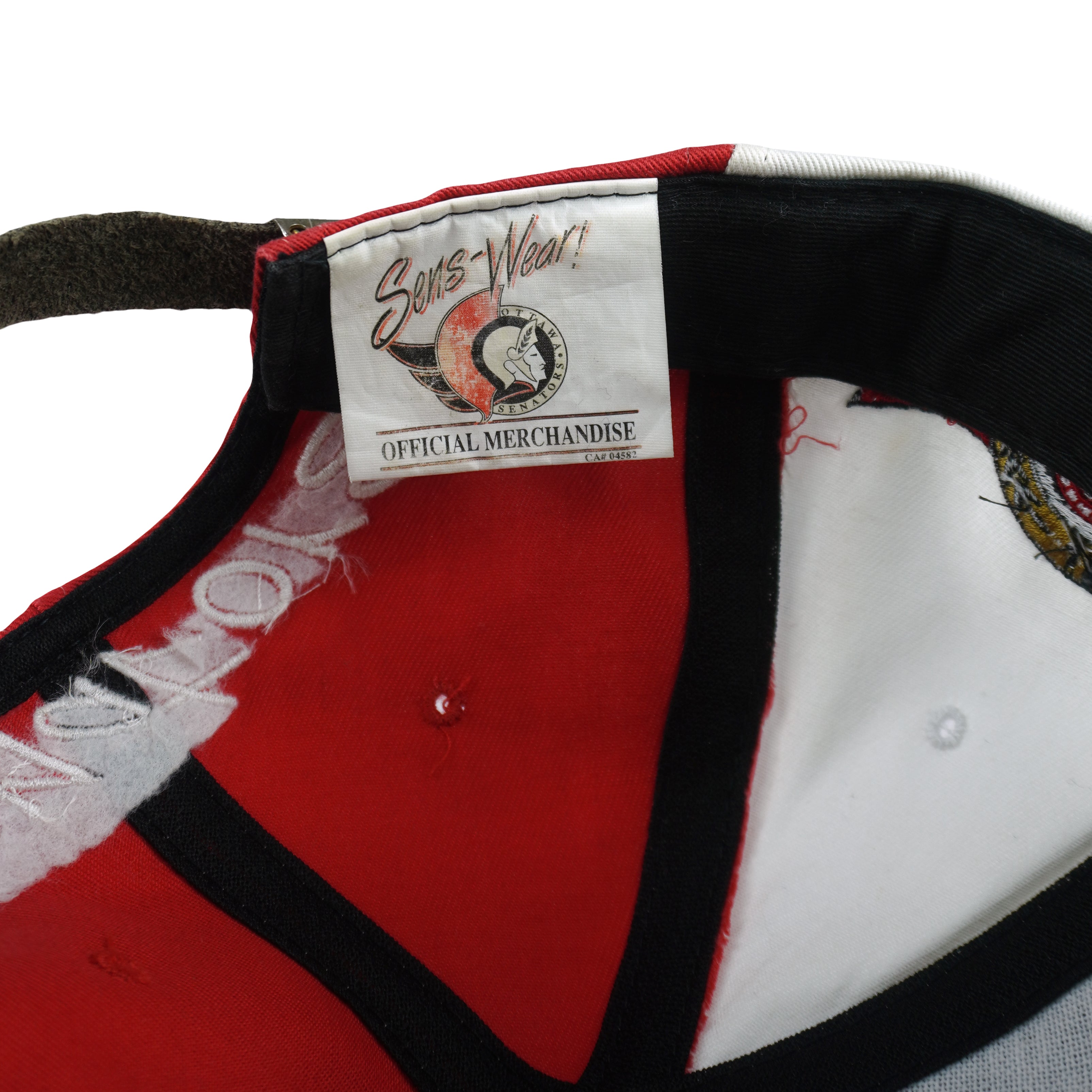 NHL (Sens-Wear) - Ottawa Senators Embroidered Strapback Hat 1990s OSFA Vintage Retro Hockey