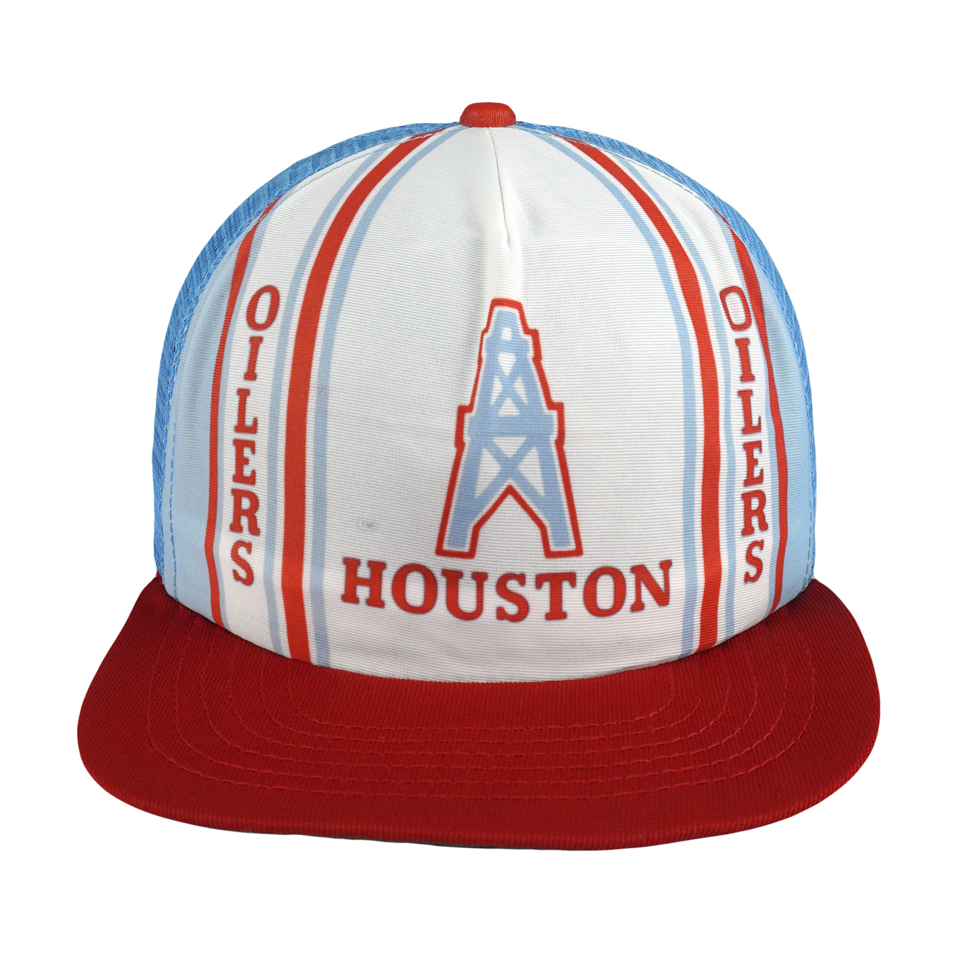 Vintage NFL (New Era) - Houston Oilers Trucker Hat 1990s OSFA in blue and white and red