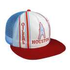 Vintage NFL (New Era) - Houston Oilers Trucker Hat 1990s OSFA in blue and white and red