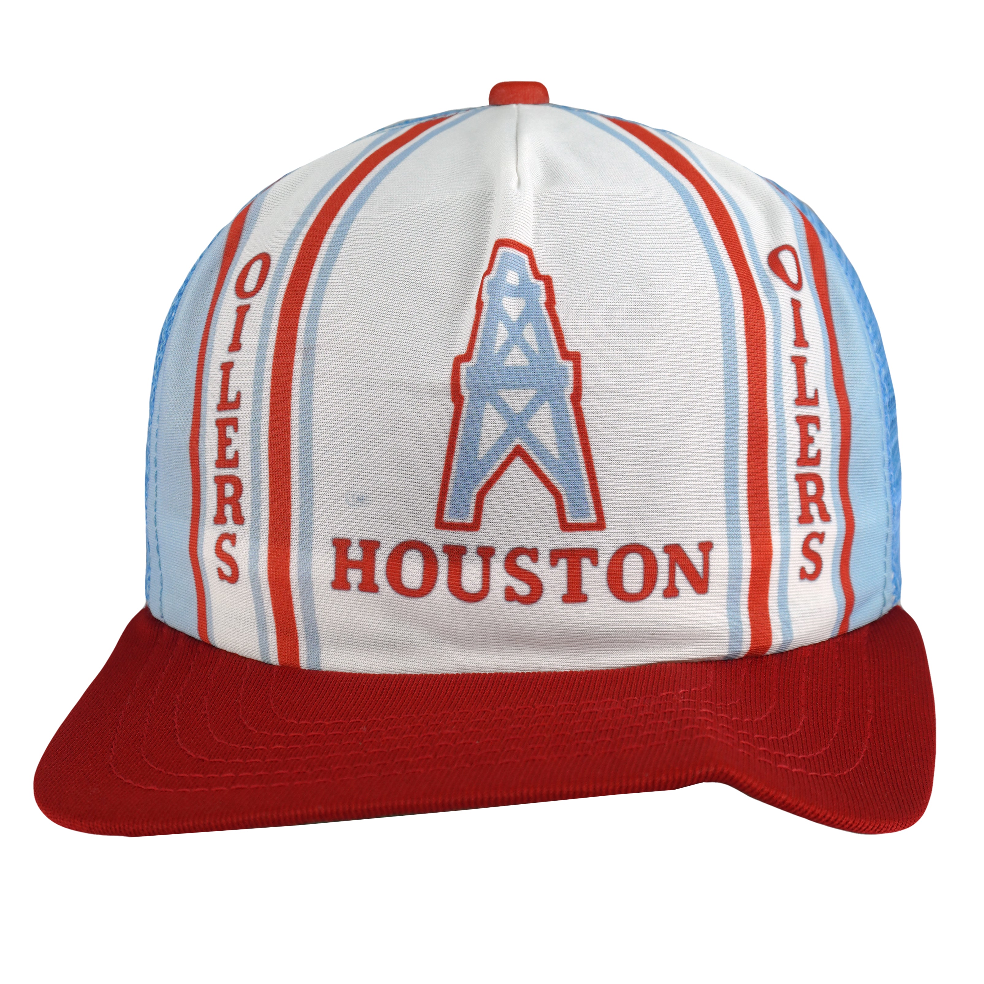 Vintage NFL (New Era) - Houston Oilers Trucker Hat 1990s OSFA in blue and white and red