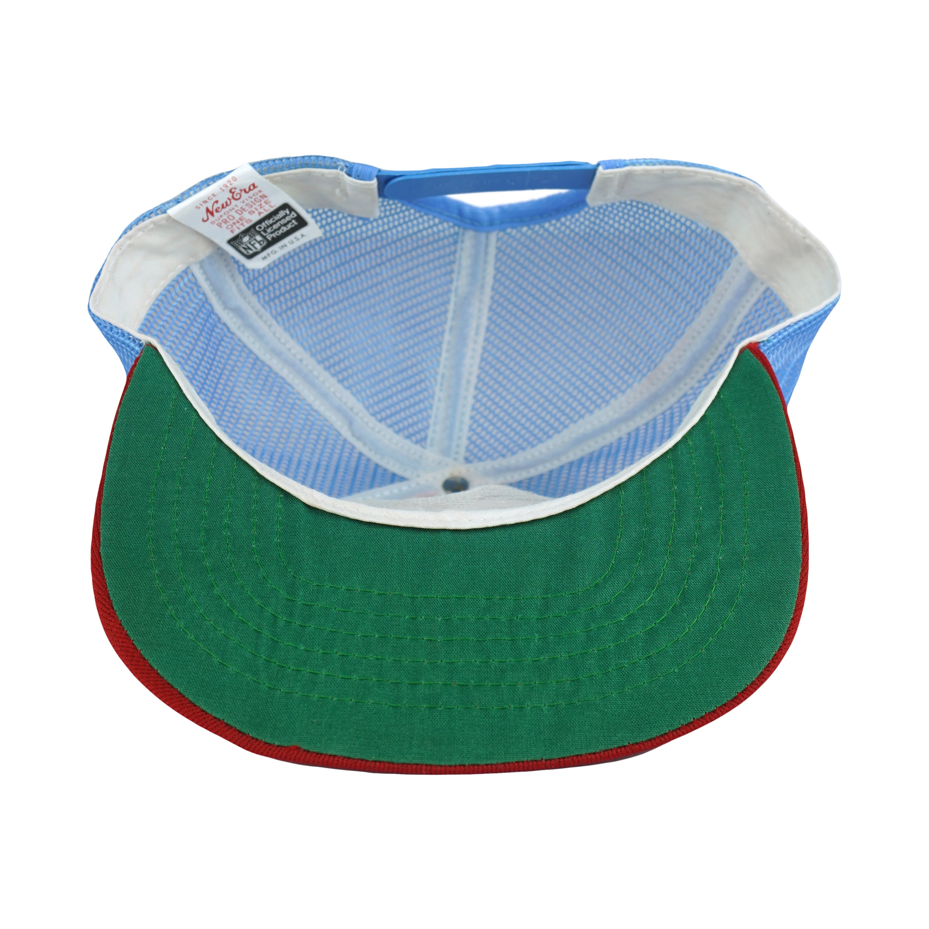 Vintage NFL (New Era) - Houston Oilers Trucker Hat 1990s OSFA in blue and white and red