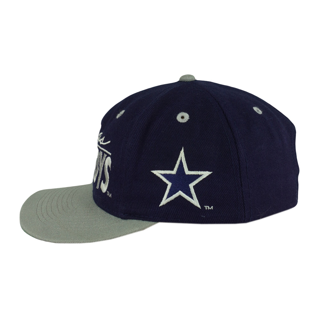 NFL (The Game) - Blue & Grey Dallas Cowboys Embroidered Snapback Hat 1990s OSFA Vintage Retro Football