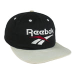Reebok - Black & White Embroidered Logo Snapback Hat 1990s OSFA Vintage Retro