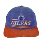 NHL (Ted Fletcher) - Edmonton Oilers Corduroy Snapback Hat 1990s OSFA Vintage Retro Hockey