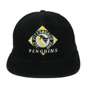 NHL - Pittsburgh Penguins Corduroy Snapback Hat 1990s OSFA Vintage Retro Football
