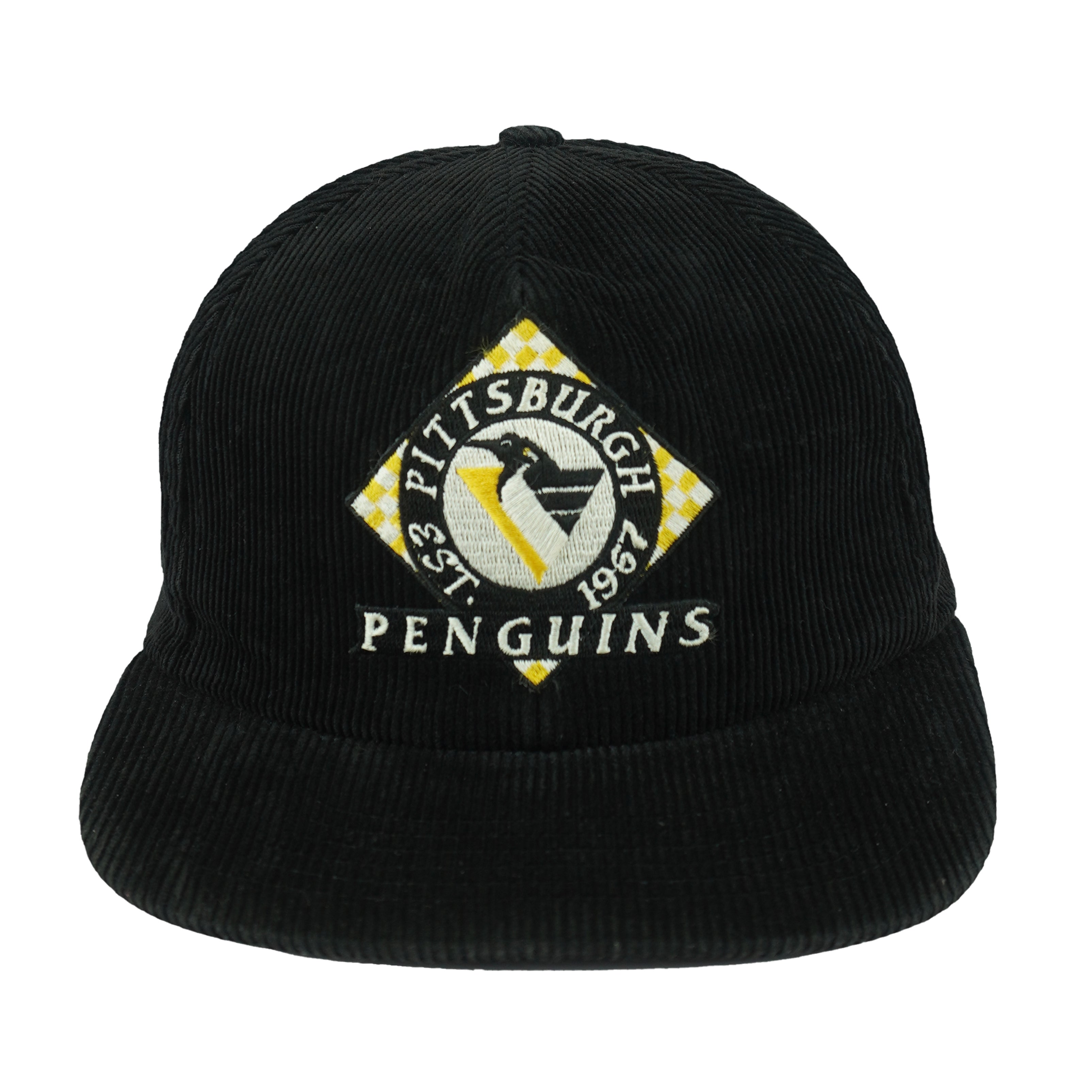 NHL - Pittsburgh Penguins Corduroy Snapback Hat 1990s OSFA Vintage Retro Football
