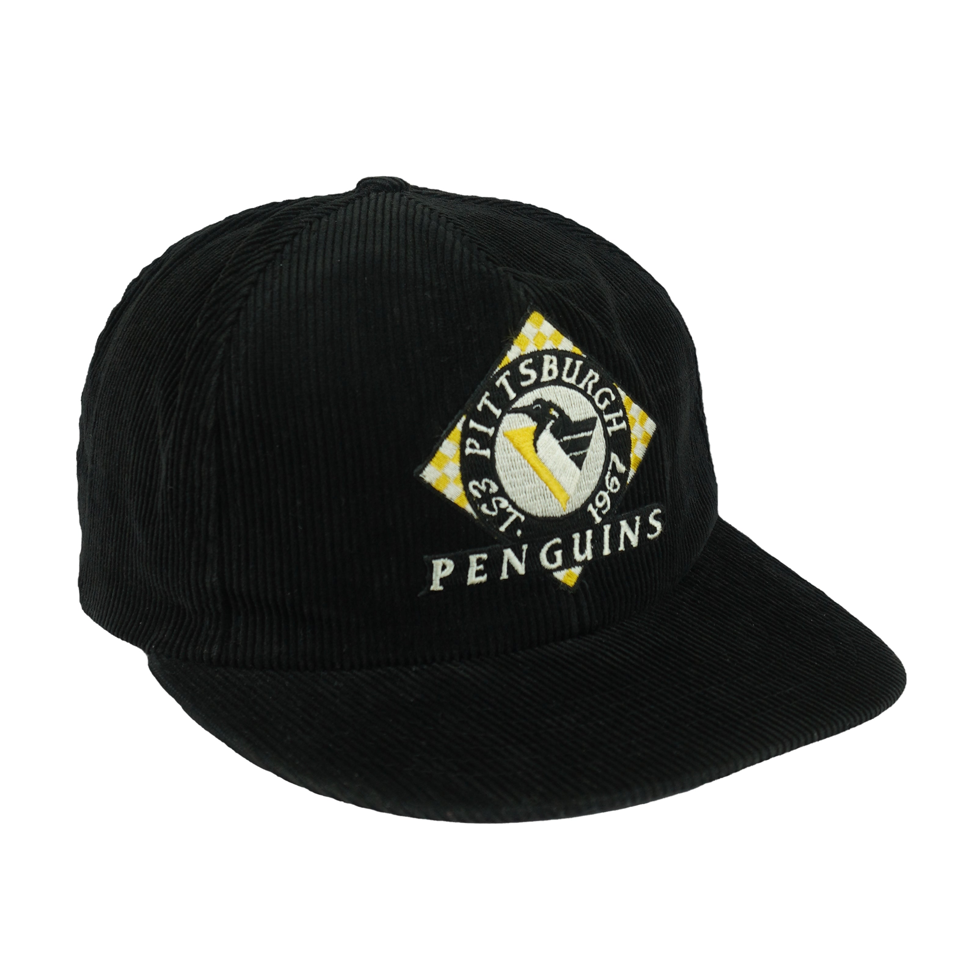 NHL - Pittsburgh Penguins Corduroy Snapback Hat 1990s OSFA Vintage Retro Football