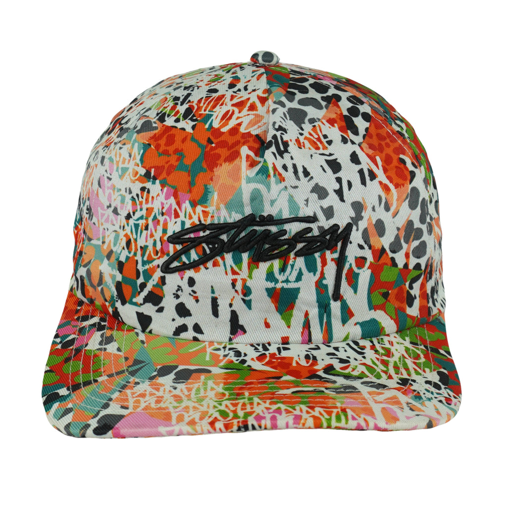 Stussy - 3D Puff All Over Print Snapback Hat 1990s OSFA Vintage Retro