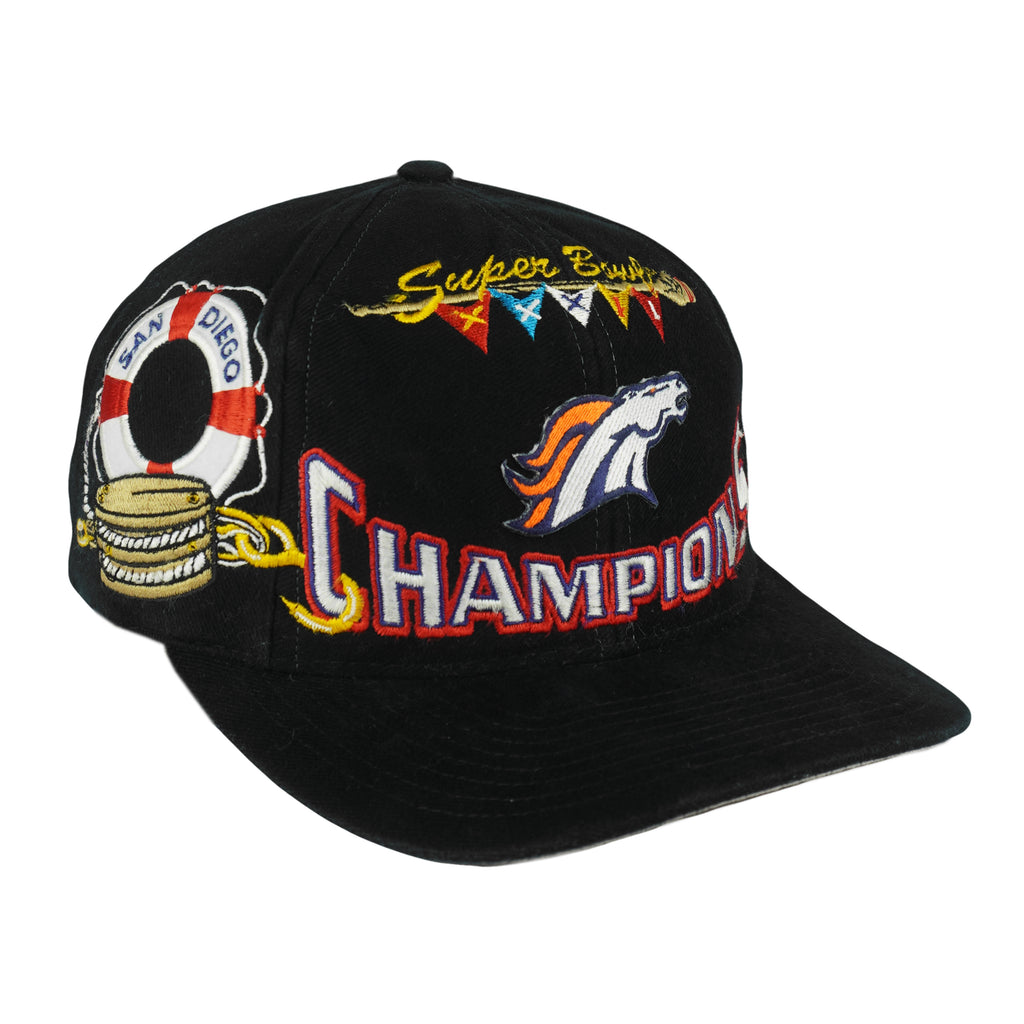 NFL (Logo Athletic) - Denver Broncos Super Bowl XXXII Snapback Hat 1998 OSFA Vintage Retro Football