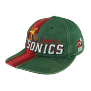 NBA (Sports Specialties) - Green & Red Seattle SuperSonics Snapback Hat 1990s OSFA Vintage Retro Basketball