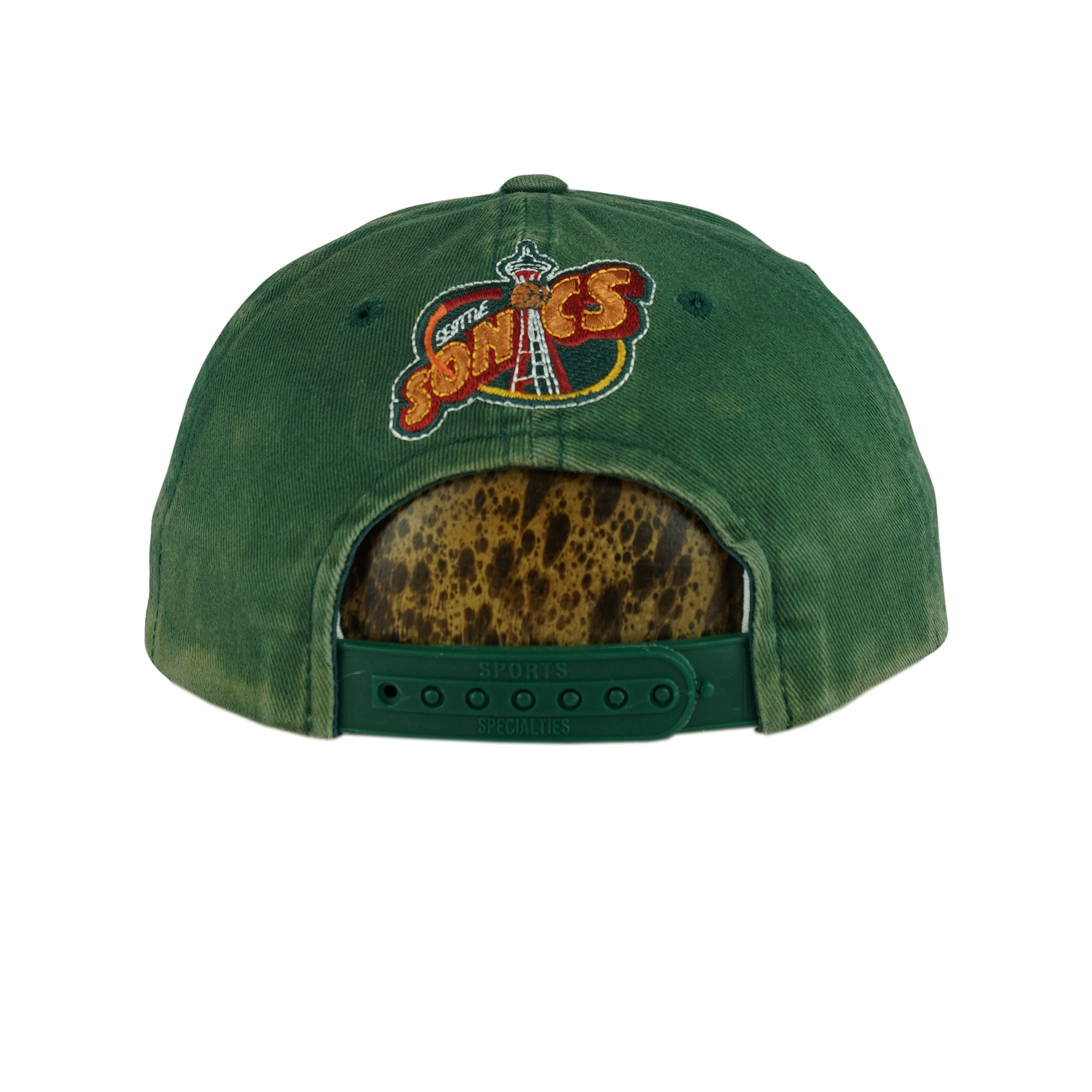 NBA (Sports Specialties) - Green & Red Seattle SuperSonics Snapback Hat 1990s OSFA Vintage Retro Basketball