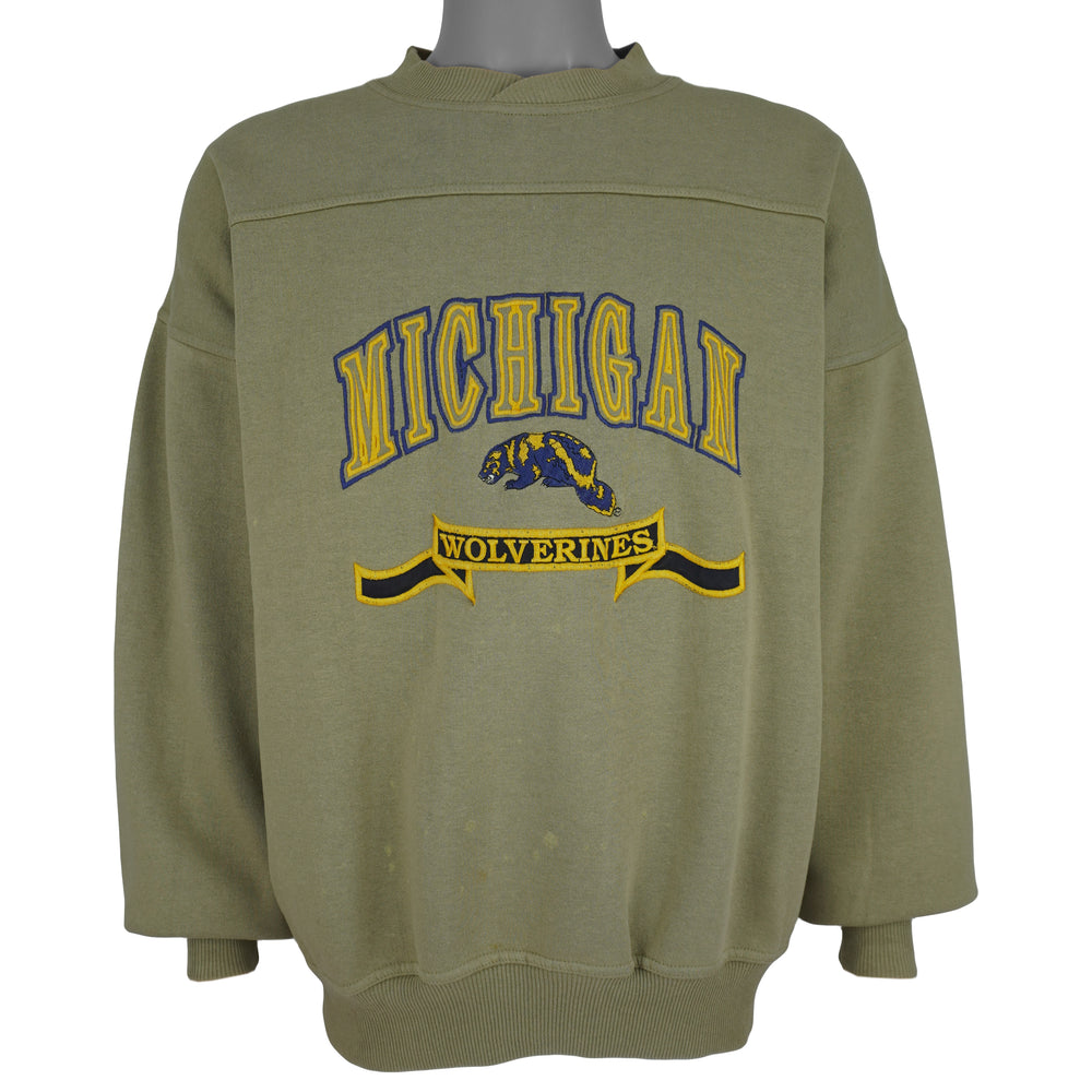 NCAA (CS) - Michigan Wolverines Embroidered Crew Neck Sweatshirt 1990s X-Large Vintage Retro