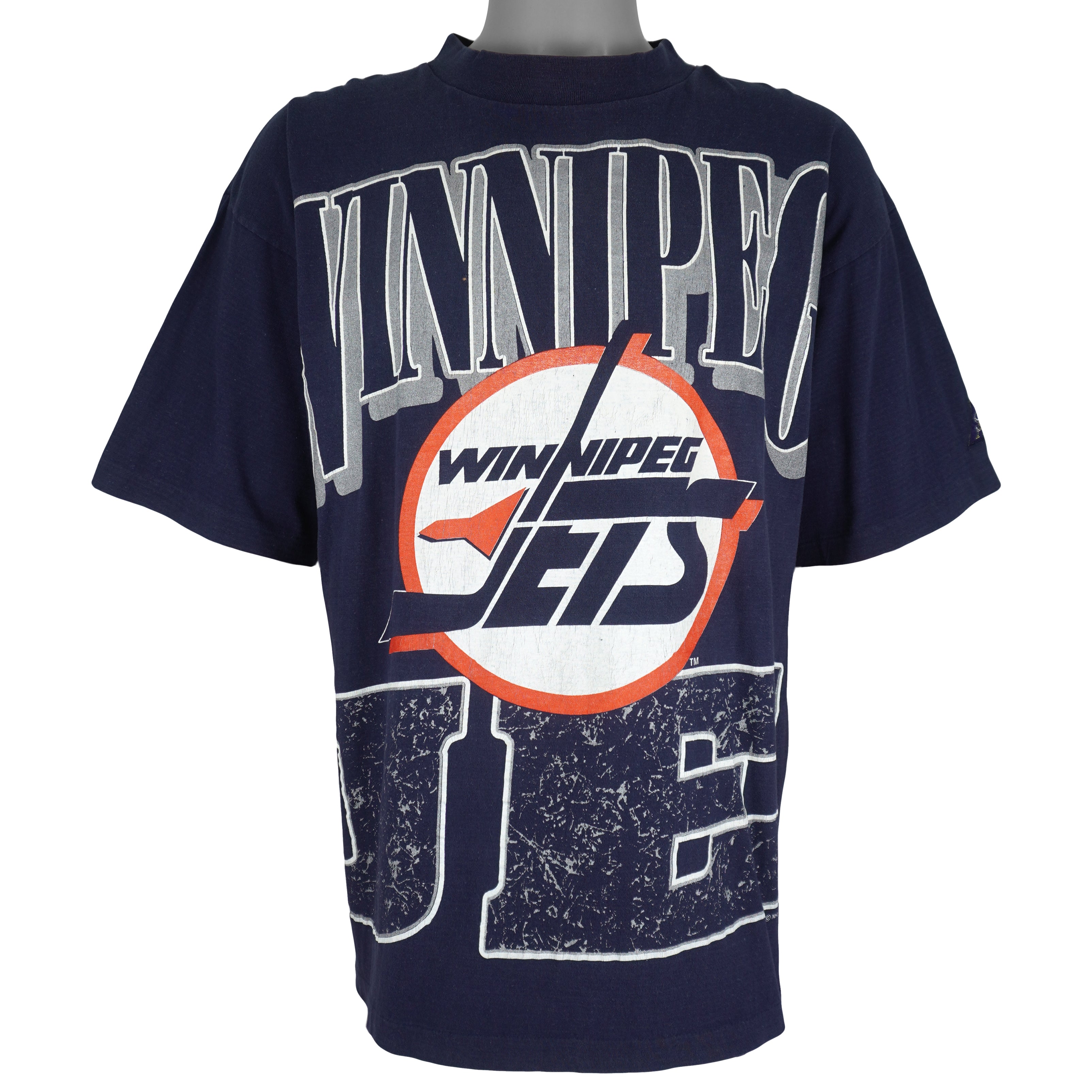 NHL (Softwear) - Winnipeg Jets Single Stitch T-Shirt 1993 Large Vintage Retro Hockey