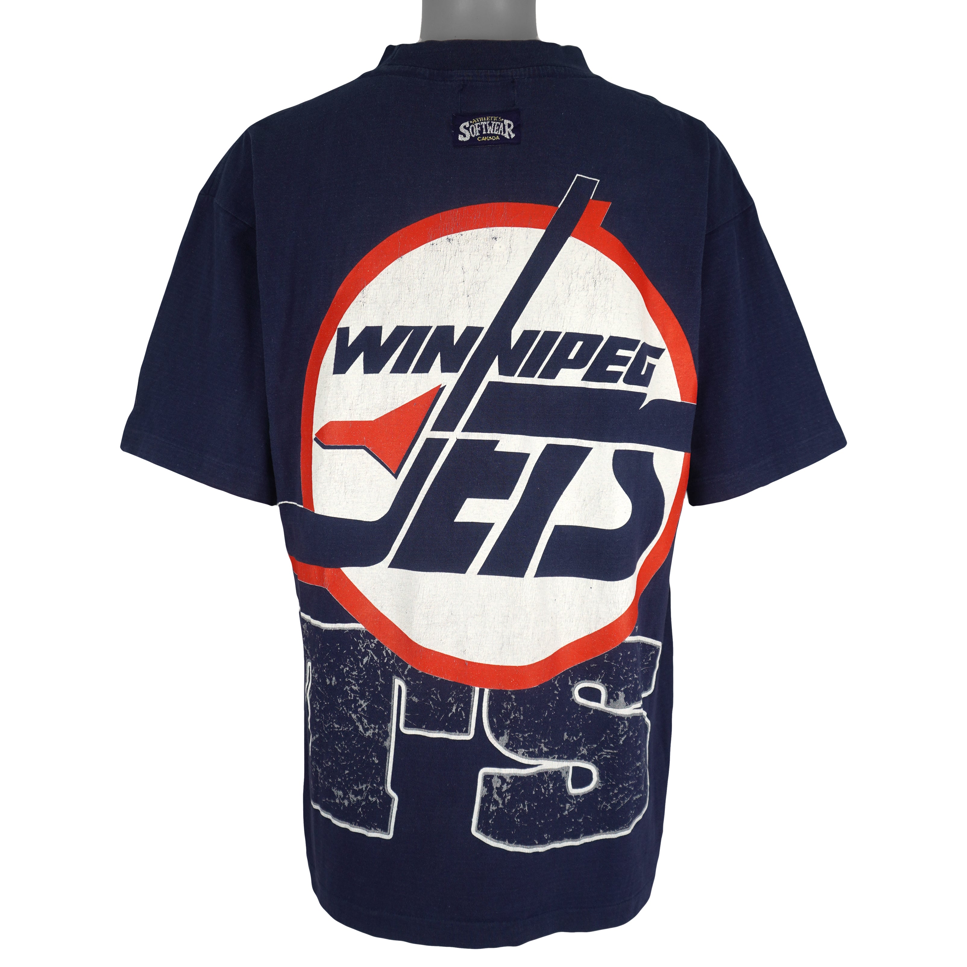 NHL (Softwear) - Winnipeg Jets Single Stitch T-Shirt 1993 Large Vintage Retro Hockey