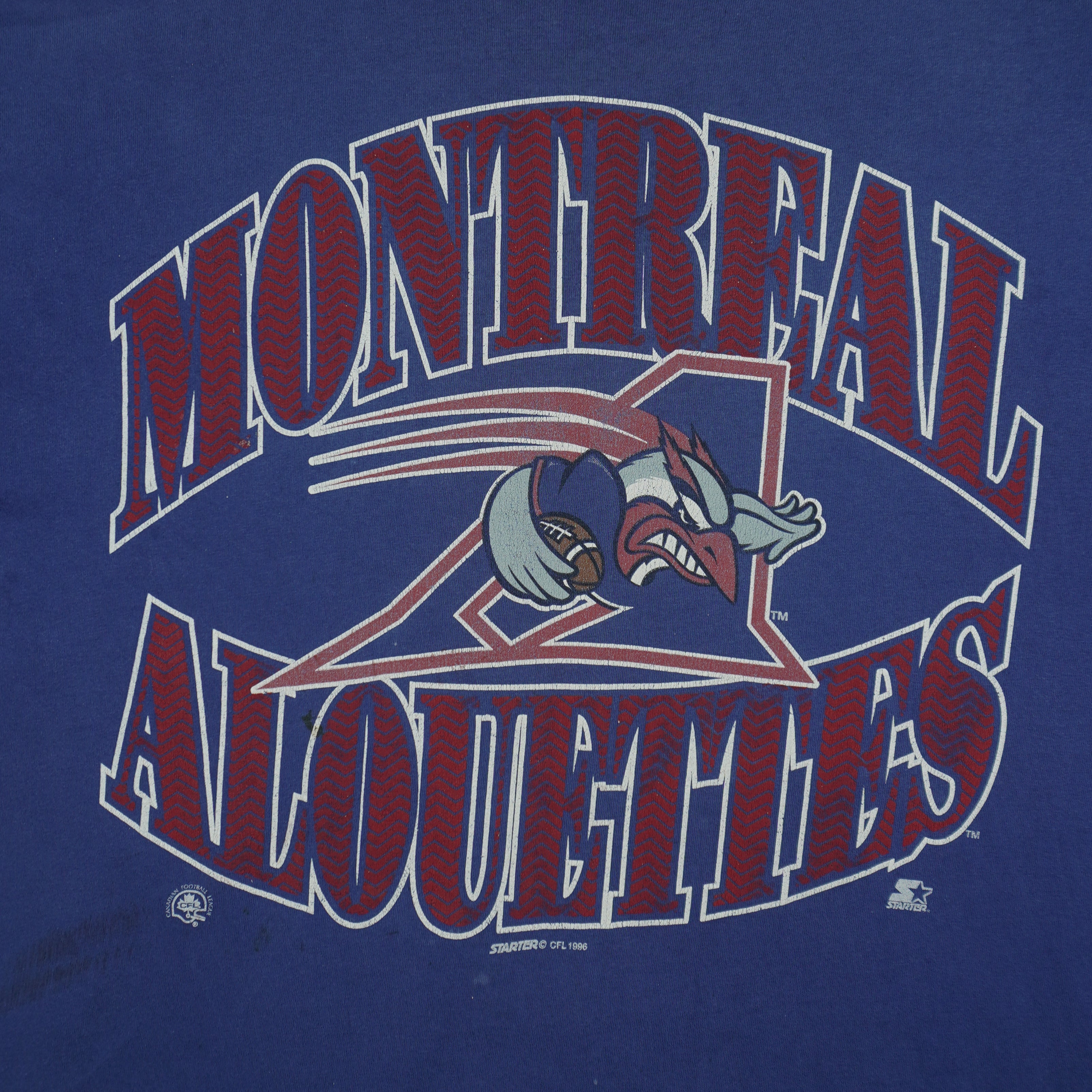 Starter (CFL) - Montreal Alouettes Single Stitch T-Shirt 1996 Large Vintage Retro Football