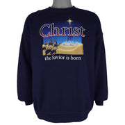Vintage (Lee) - Mt. Auburn Christ The Savior Is Born Crew Neck Sweatshirt 2001 X-Large Vintage Retro
