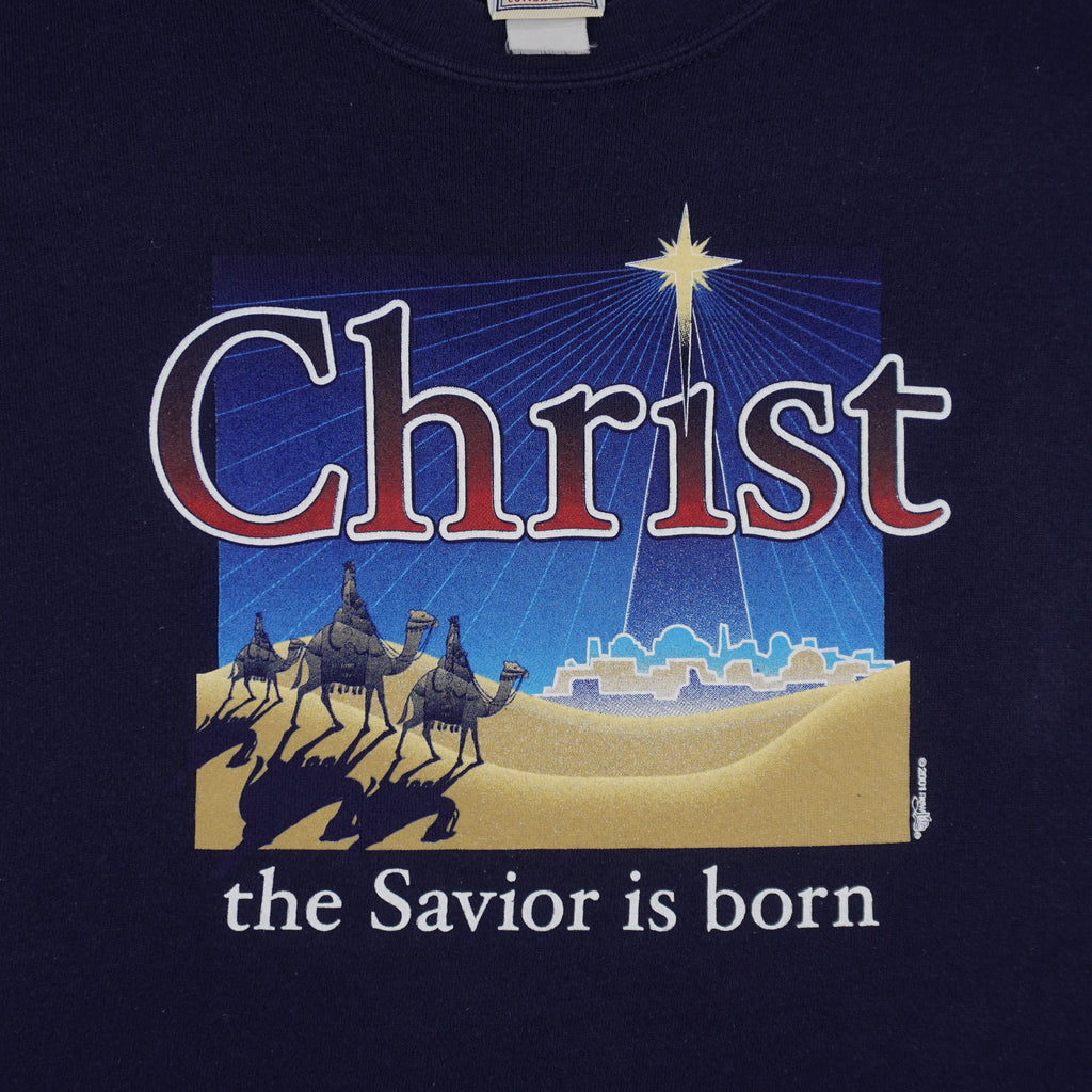 Vintage (Lee) - Mt. Auburn Christ The Savior Is Born Crew Neck Sweatshirt 2001 X-Large Vintage Retro