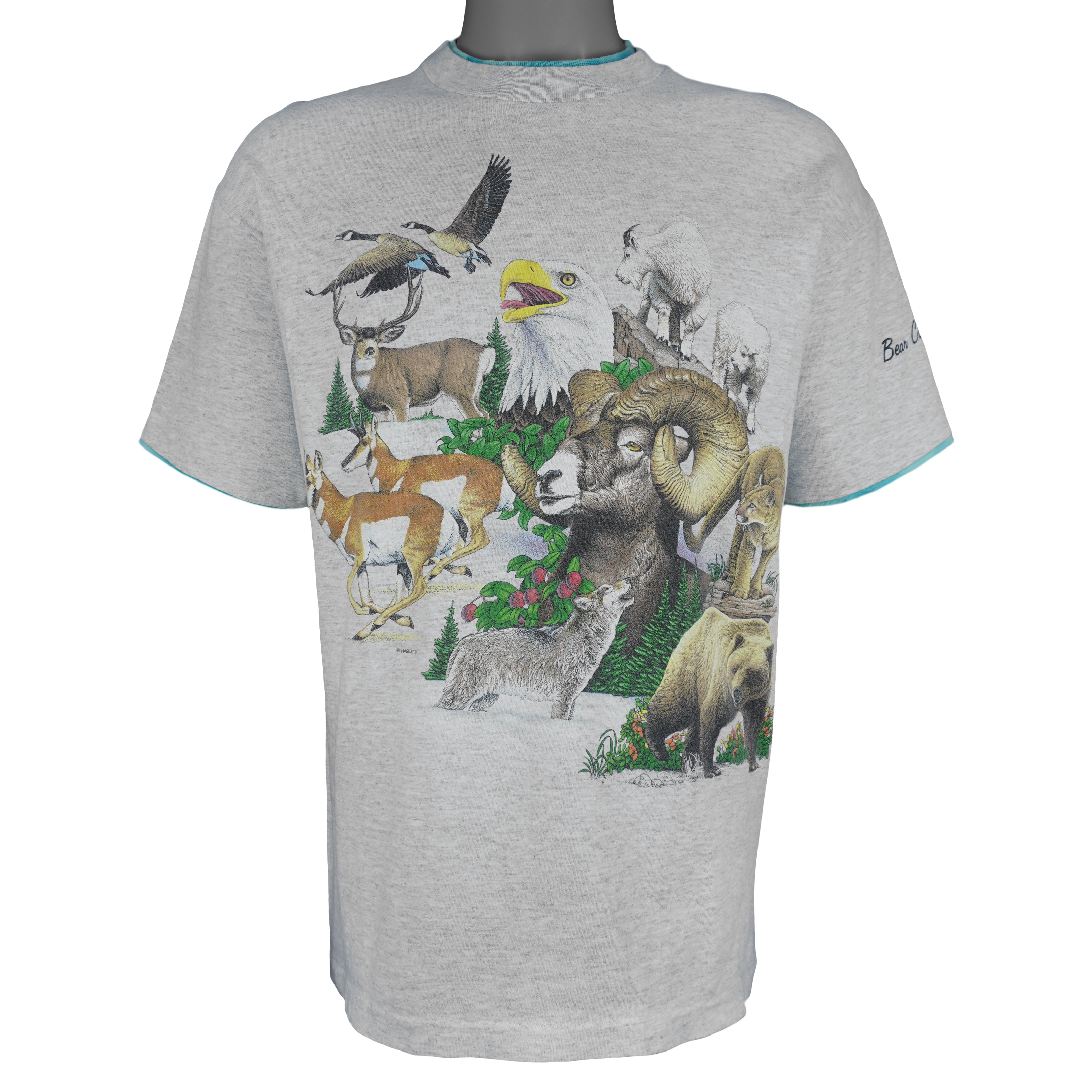 Vintage (Signal Sports) - Bear Country U.S.A Animals Roll Up Sleeves T-Shirt 1991 Large Vintage Retro