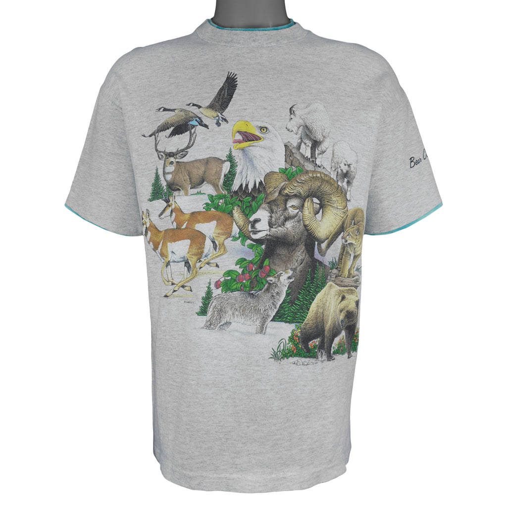 Vintage (Signal Sports) - Bear Country U.S.A Animals Roll Up Sleeves T-Shirt 1991 Large Vintage Retro