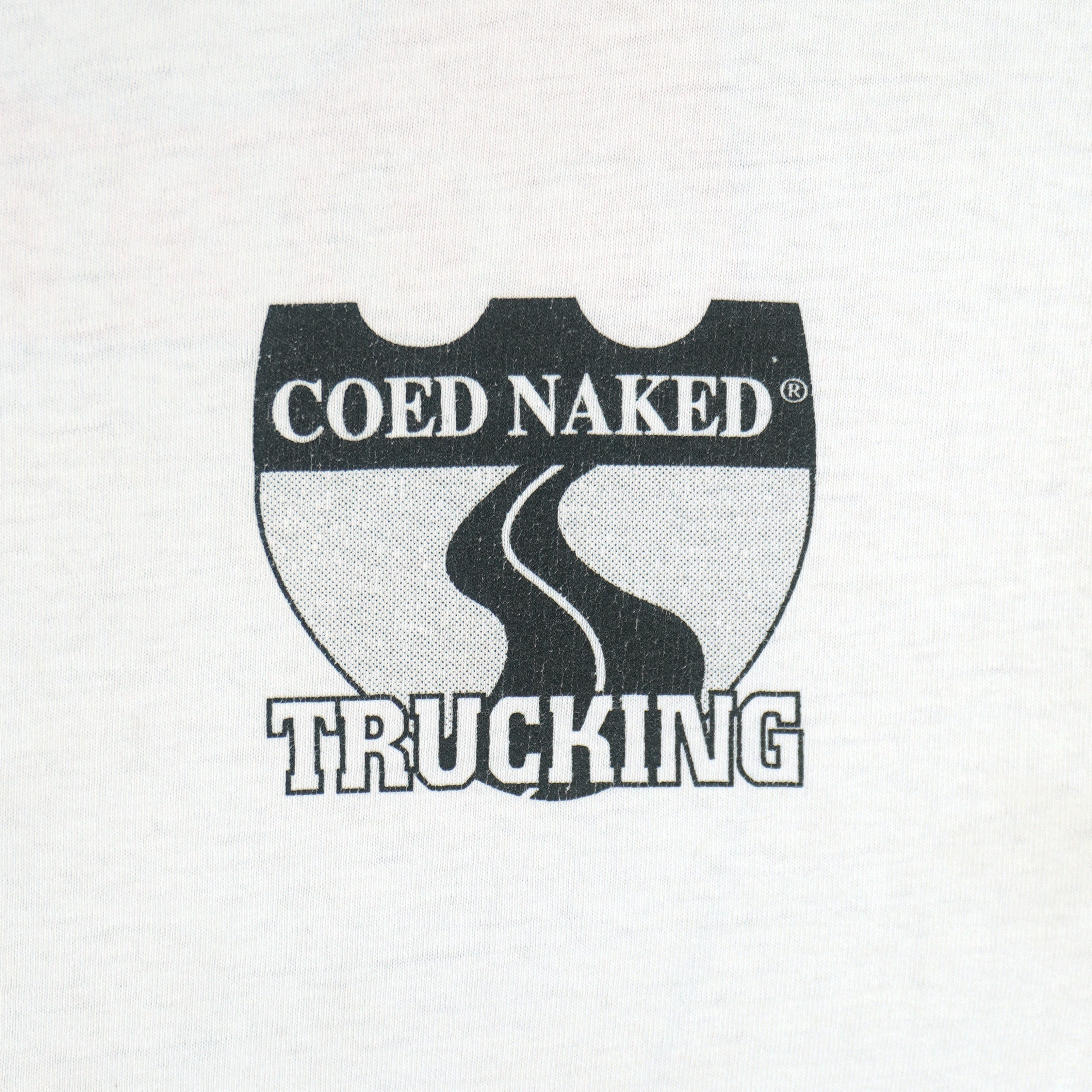 Vintage (H.L.Miller) - Coed Naked Trucking Single Stitch T-Shirt 1990s Large Vintage Retro